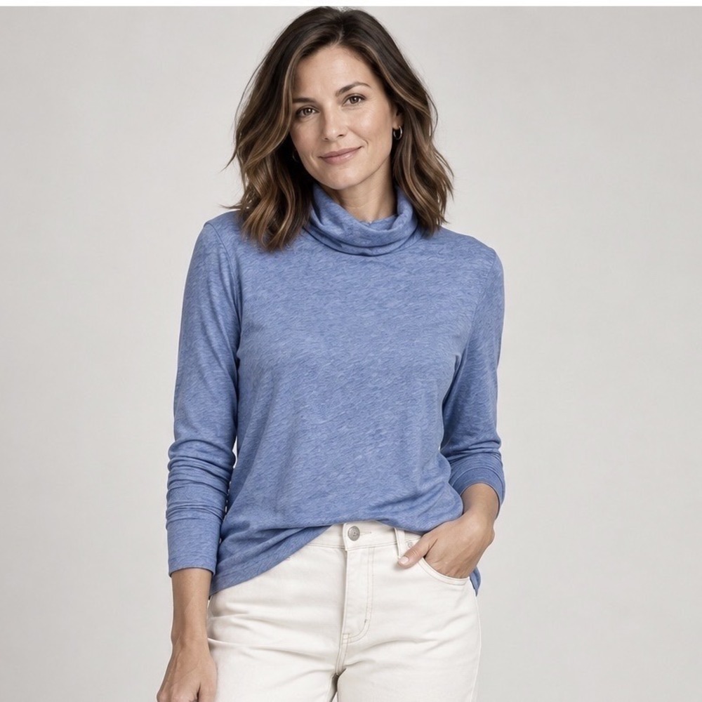 J.Crew Cotton Turtleneck Women Medium Blue
